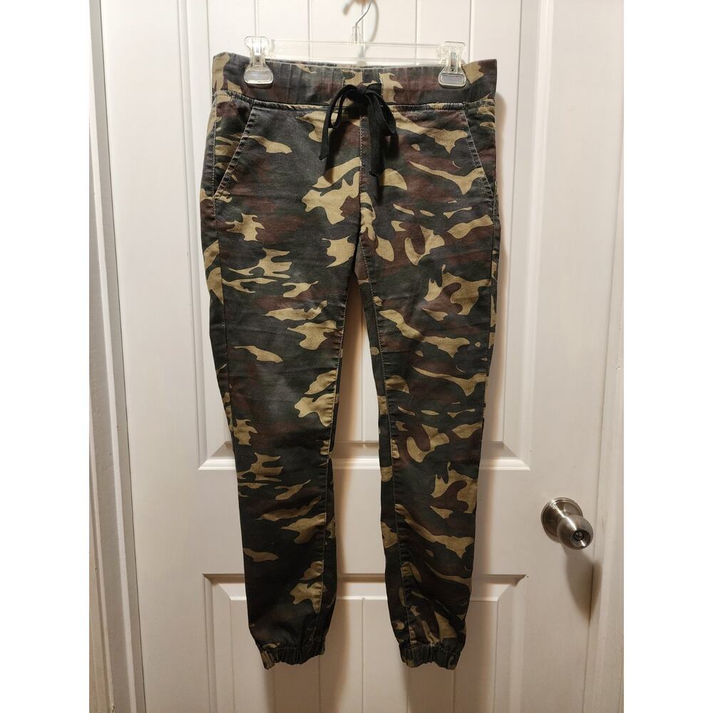 V.I.P. Green Camouflage Pants Joggers, Elastic Adjustable Waist Size 7/8